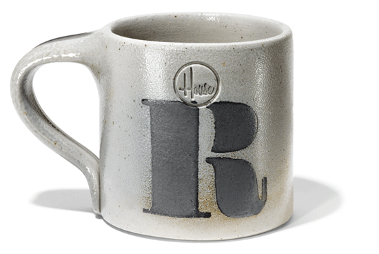 House Industries'  Salt Glazed Alpabet Mugs