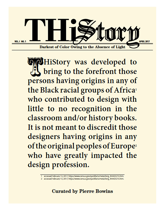 Cover design for my book, THiStory, developed to bring to the forefront Black American designers of the 20th century and their contributions to design.