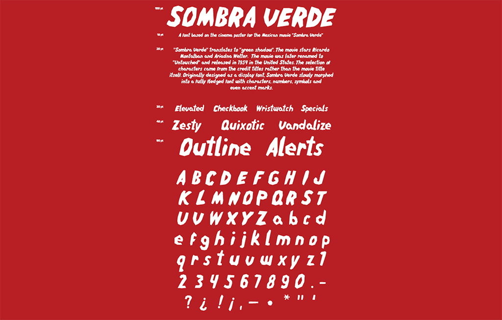Poster for Sombra Verde font.