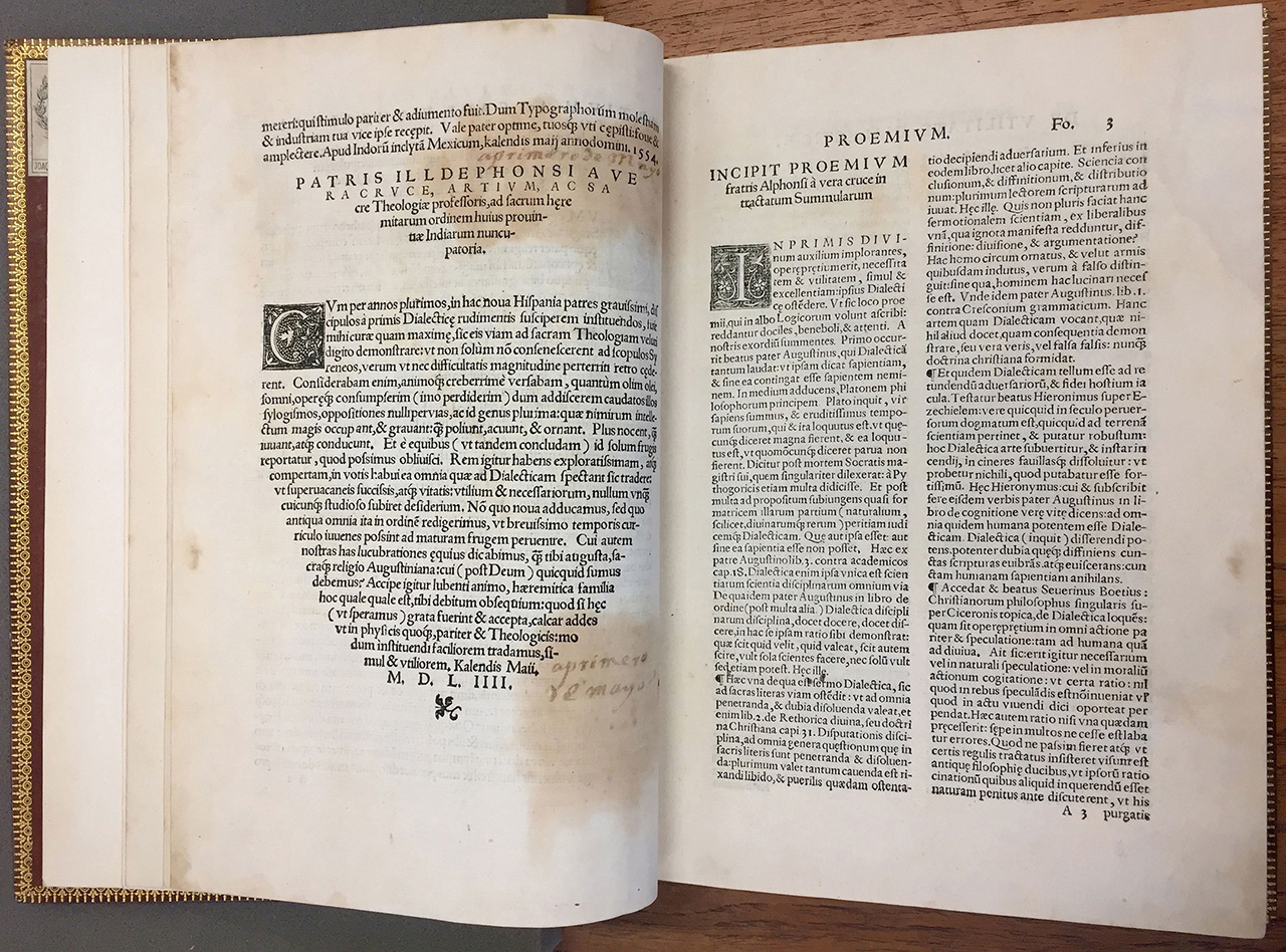 Alonso de la Vera Cruz, Resolutio cum texto Aristotelis… 1554, Juan Pablos Printing House. The first study of Aristotle published in the New World.